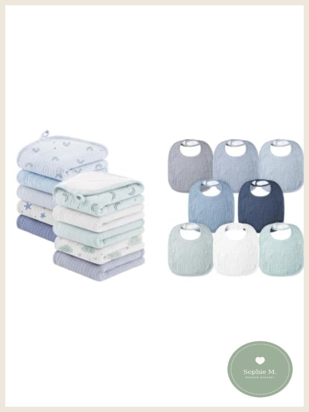Muslin Burp Cloths 10 Pack Cotton Bibs 7 Pack Drooling Teething